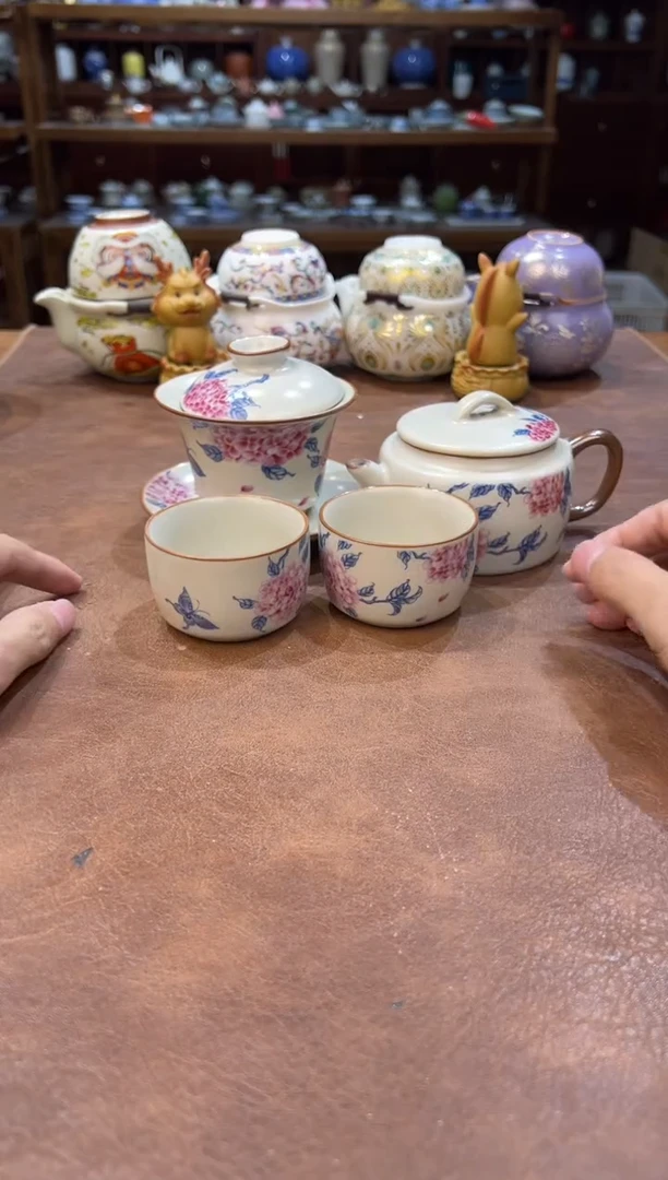 真的很便宜超好看会开片的旅行茶具