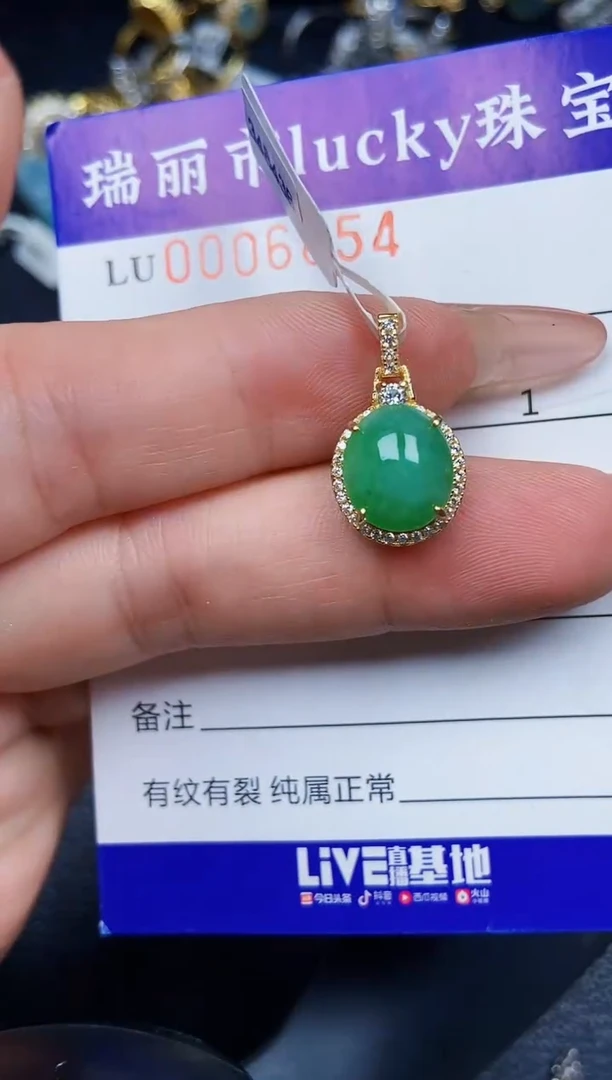 翡翠银S925镶嵌颈饰6854