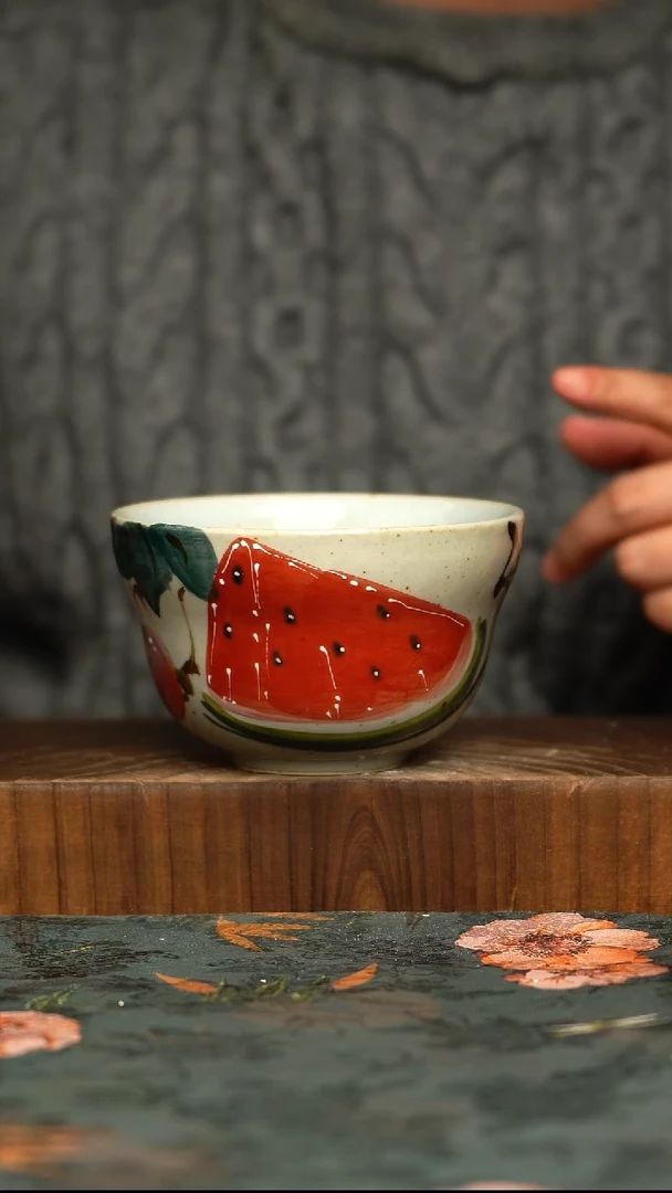 杯釉下彩手工手绘同款陶器