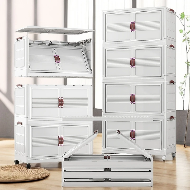 Yu7  2大容量储物柜衣柜双开门折叠简易安装收纳玩具零食柜