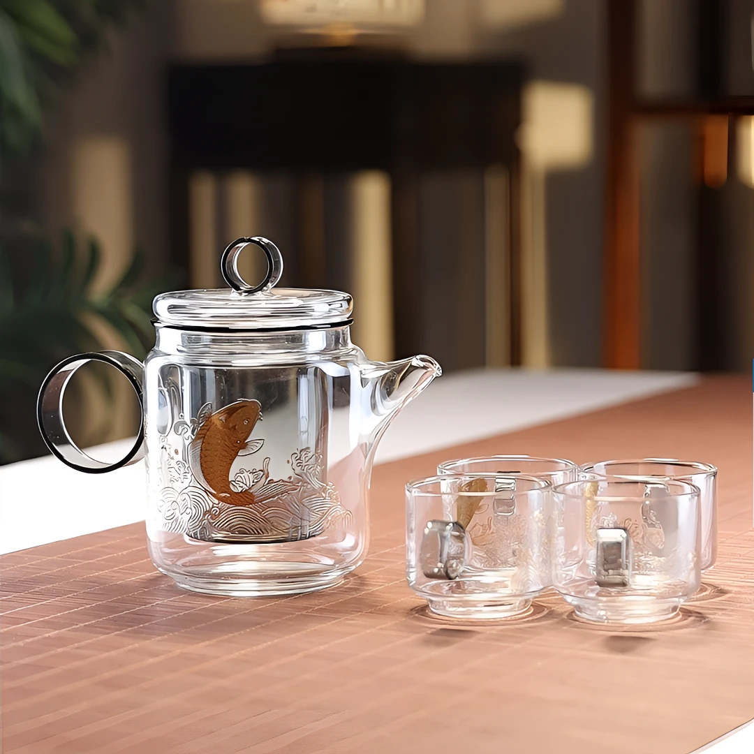 高硼硅耐热玻璃泡茶壶套装家用办公茶壶茶具茶杯防烫大容量茶器