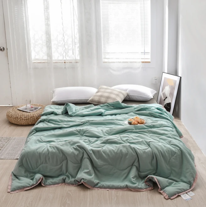 夏季艾草羽丝绒机洗单人空调被