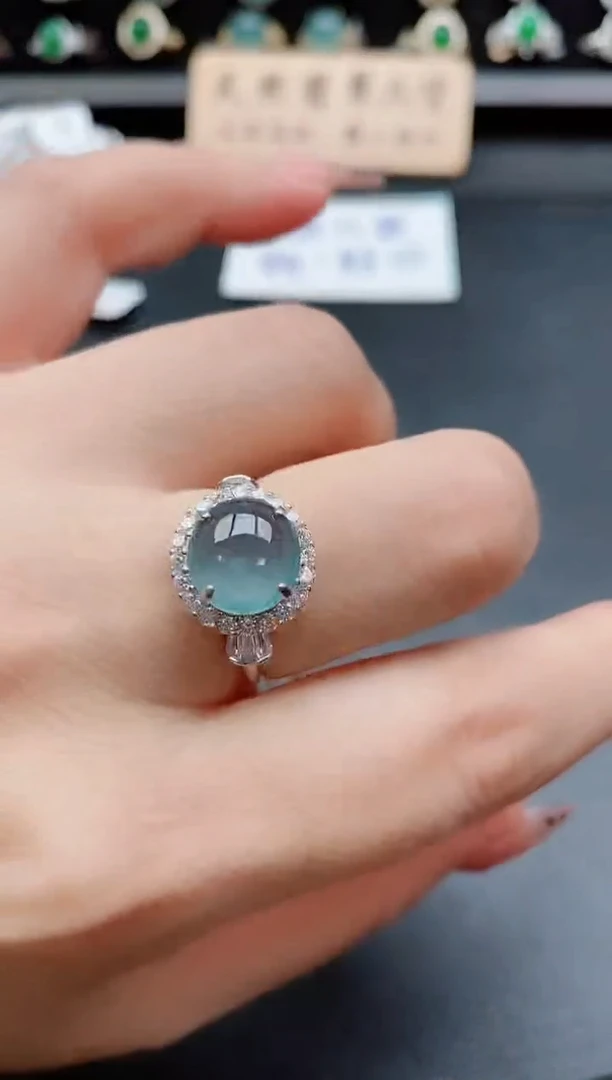 银S925镶嵌戒指翡翠1