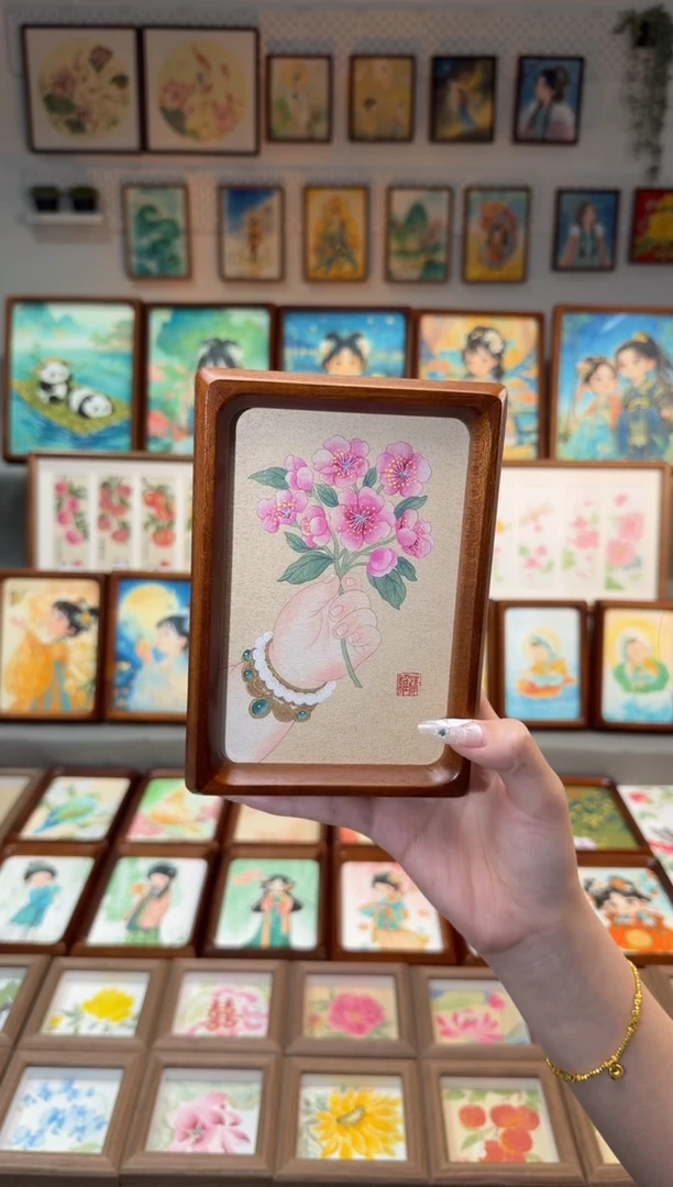 国画海棠花小佛手 手绘国画6