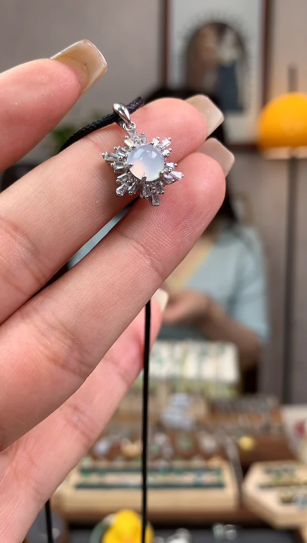 翡翠银S925镶嵌吊坠(不含链)吊坠