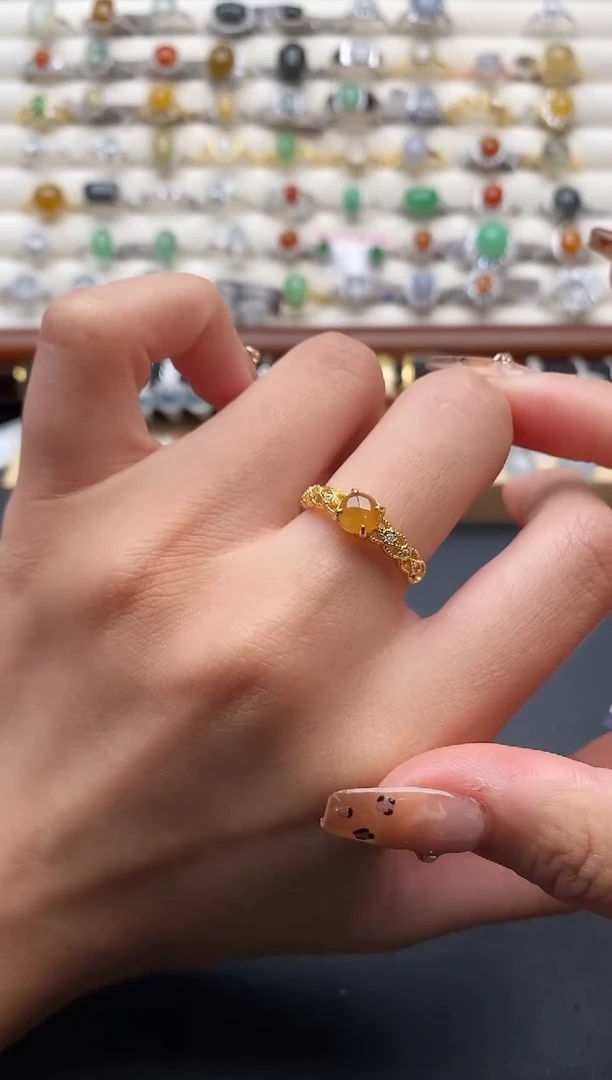 银S925镶嵌戒指翡翠4444444+8