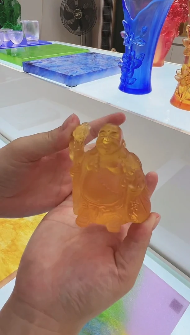 手工艺品琉璃卢*县古法琉璃弥勒