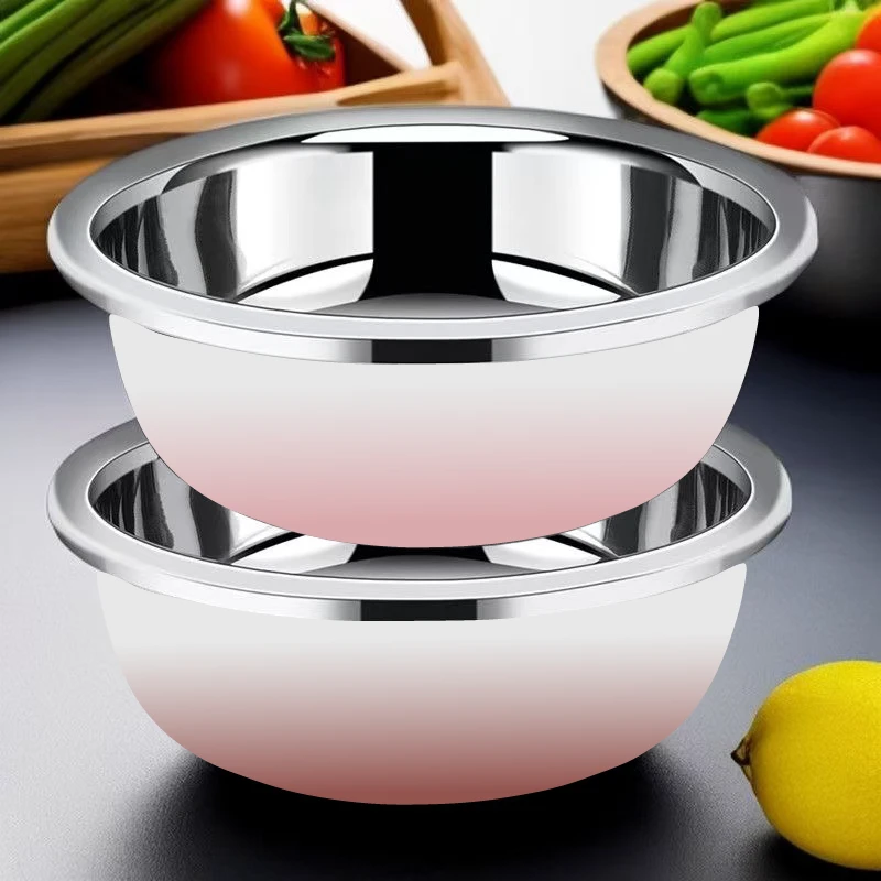 【渐变色 拍一发二】36cm不锈钢大方边面盆家用洗菜盆水果盆揉面盆