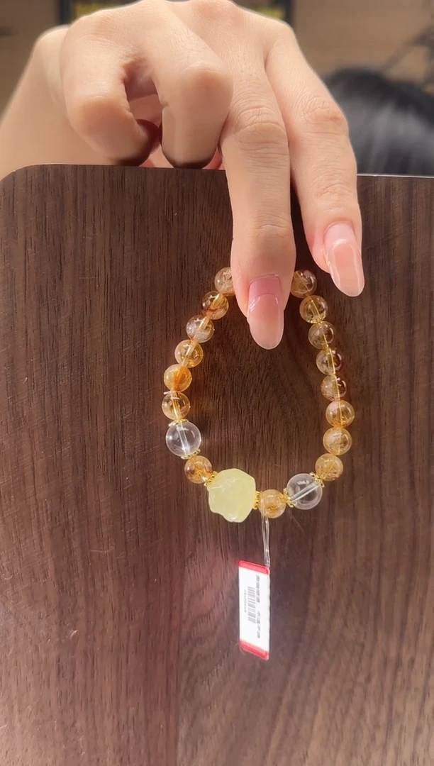 水晶手串未镶嵌天然水晶黄水晶