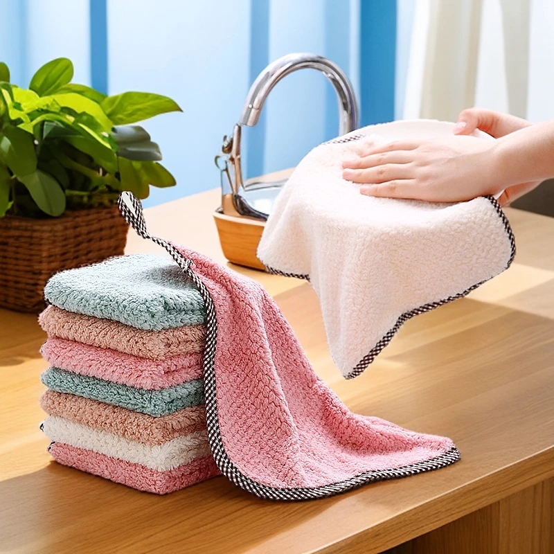 T可挂式珊瑚绒双面抹布厨房菠萝纹不掉毛垃圾袋加厚加大结实耐用