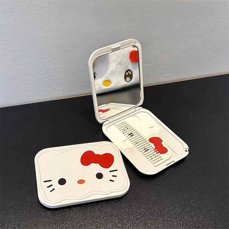 哈喽kt小梳子随身镜便携镜子带梳子二合一迷你口袋刘海梳一体