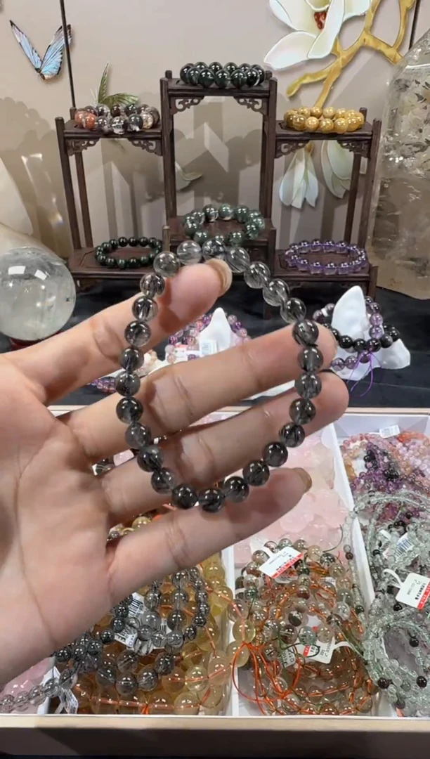 未镶嵌手串水晶SJ-953黑发晶8m+