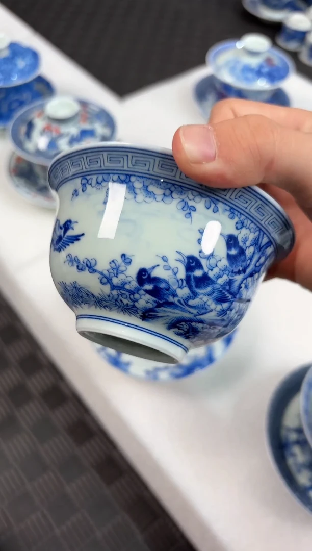 其他景德镇陶瓷茶具喜上眉梢元宝盖碗