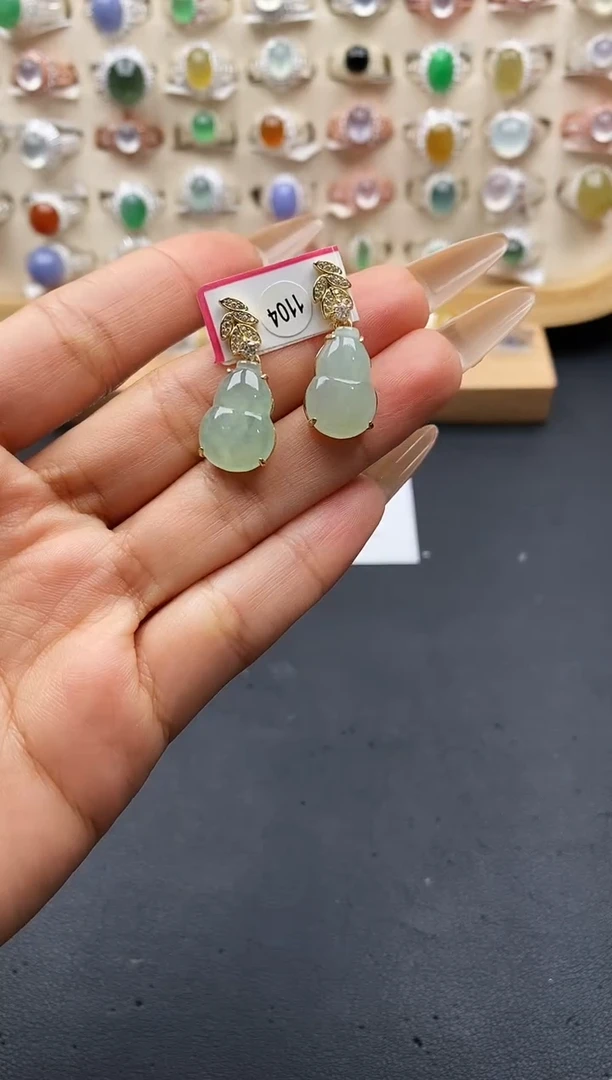 银S925镶嵌戒指翡翠缅甸天然A货翡翠2 1-9