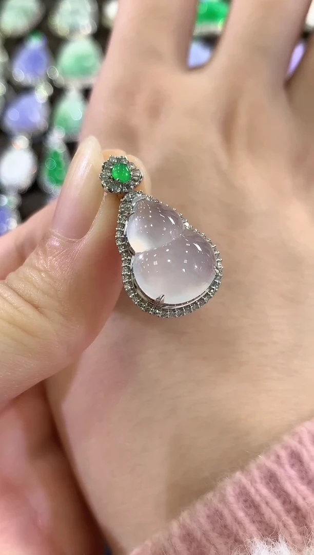 吊坠(不含链)18K金镶嵌翡翠s37