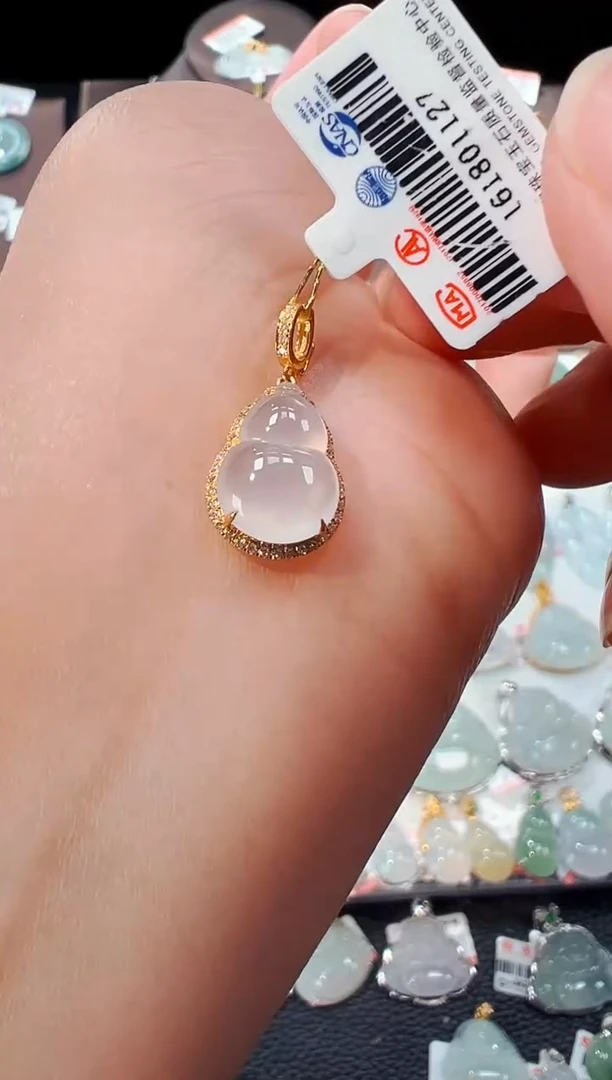 【闪购商品】翡翠吊坠(不含链)18K金镶嵌葫芦吊坠1127