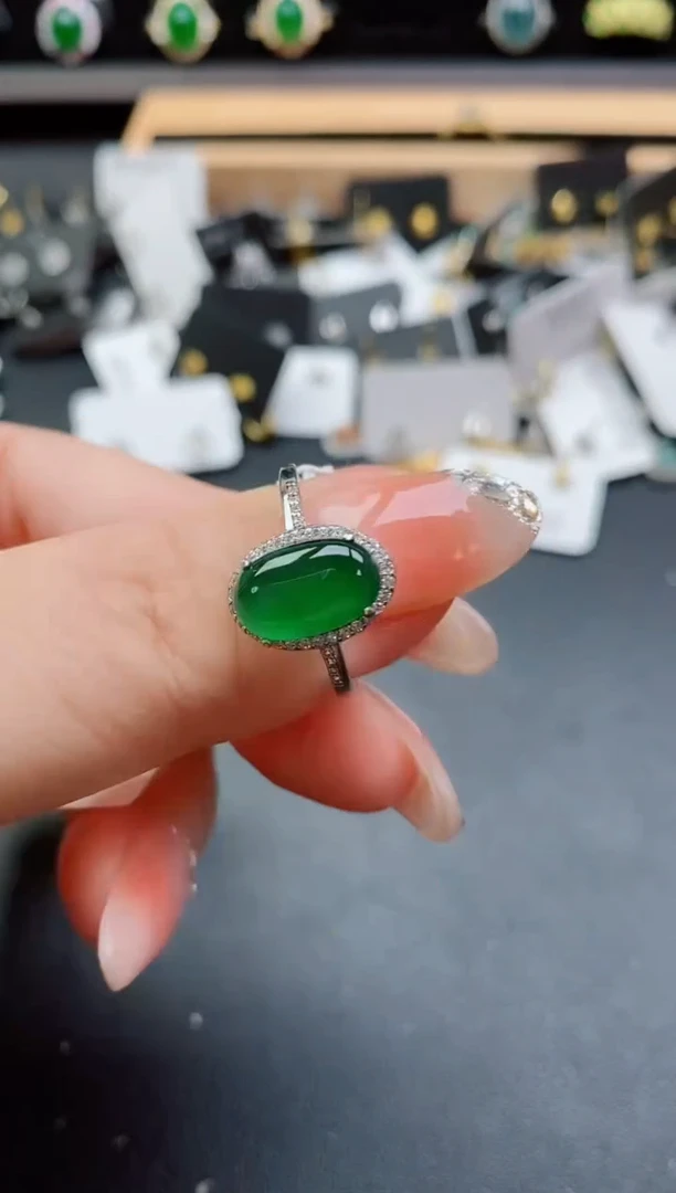 银S925镶嵌戒指翡翠1