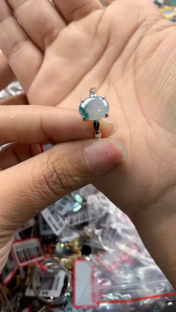银S925镶嵌戒指翡翠13      10