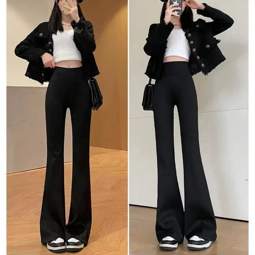 加绒喇叭裤春秋外穿时尚高腰收腹瑜伽裤子女款爆款2025新款保暖胖