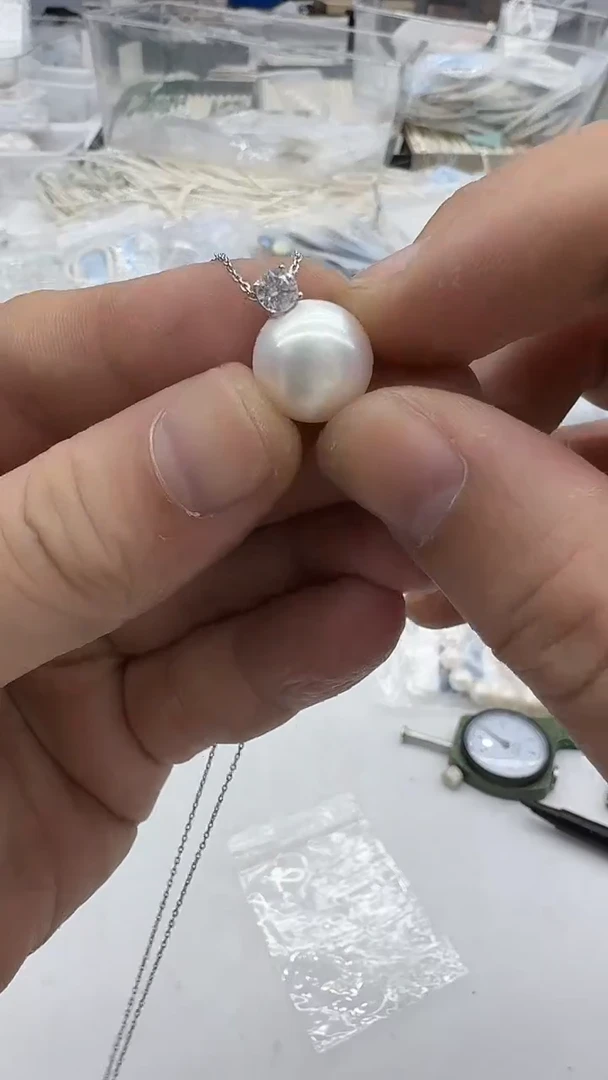 银S925镶嵌吊坠(赠链)拼合珍珠（马贝珠）13mm 王妃-孤品