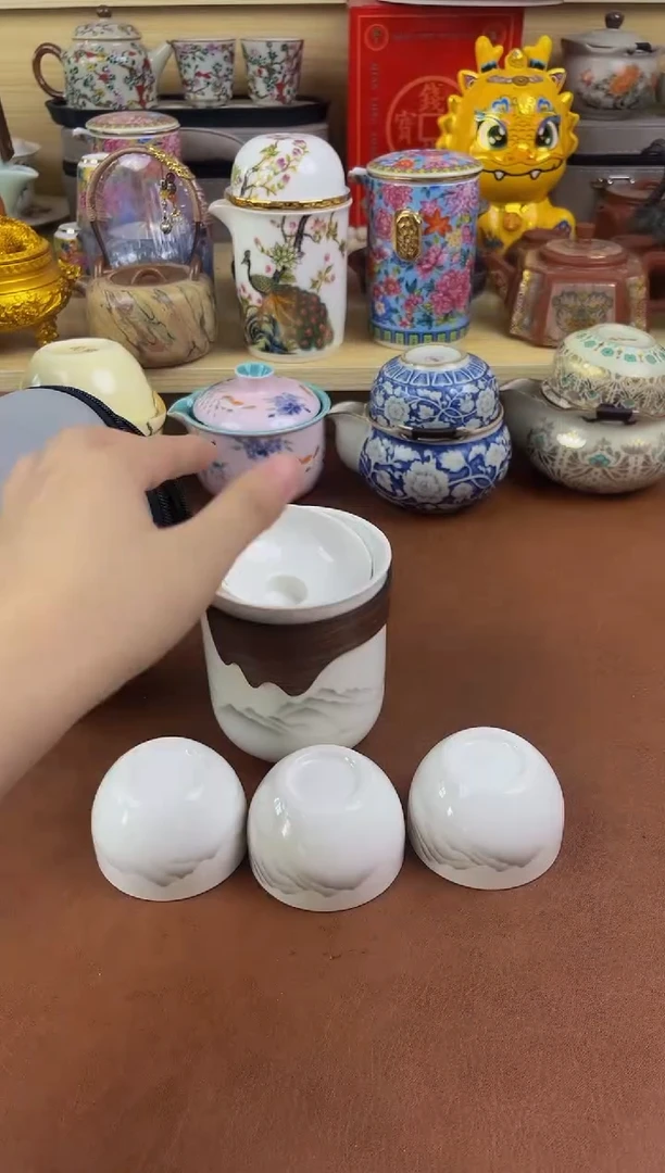 陶瓷茶具摆件旅行套组