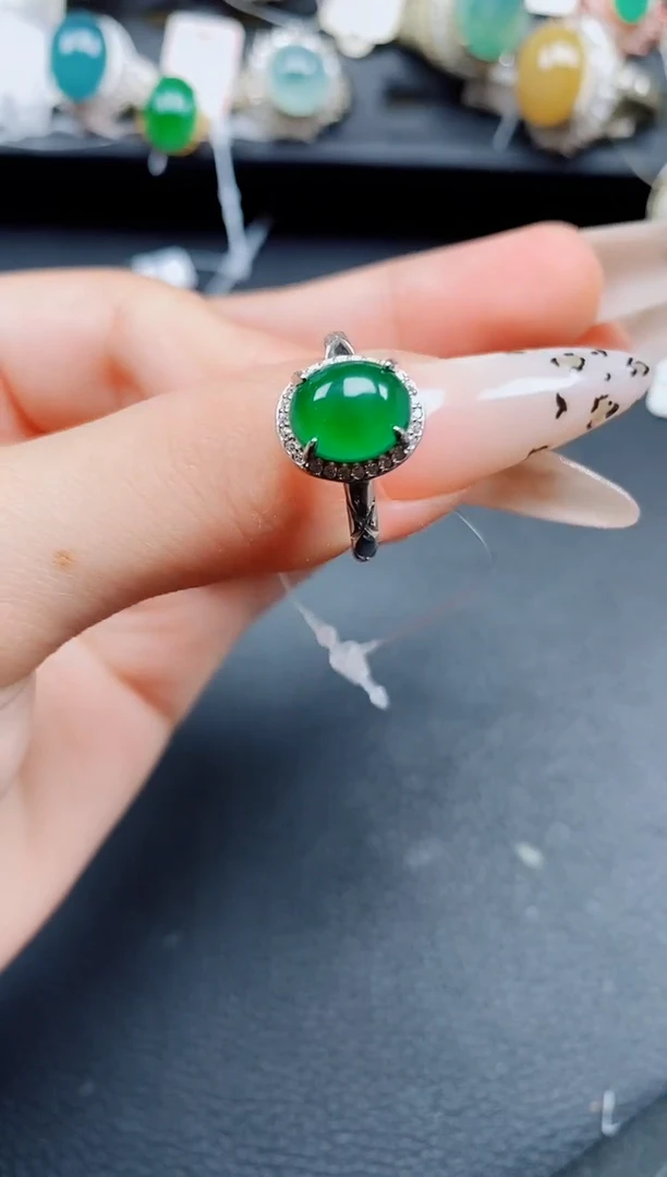 银S925镶嵌戒指翡翠翡翠