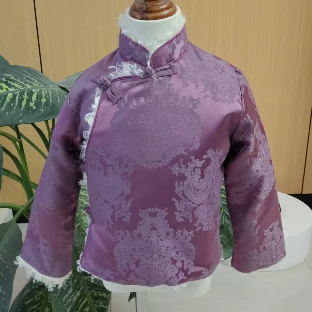 藏式儿童仿真丝提花面料