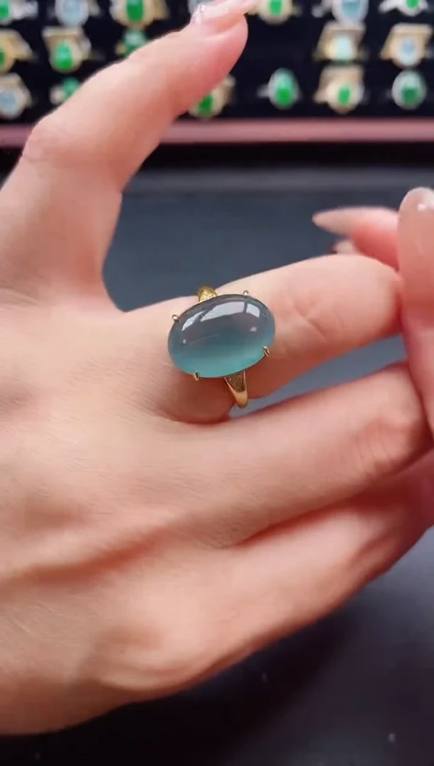 银S925镶嵌戒指翡翠1