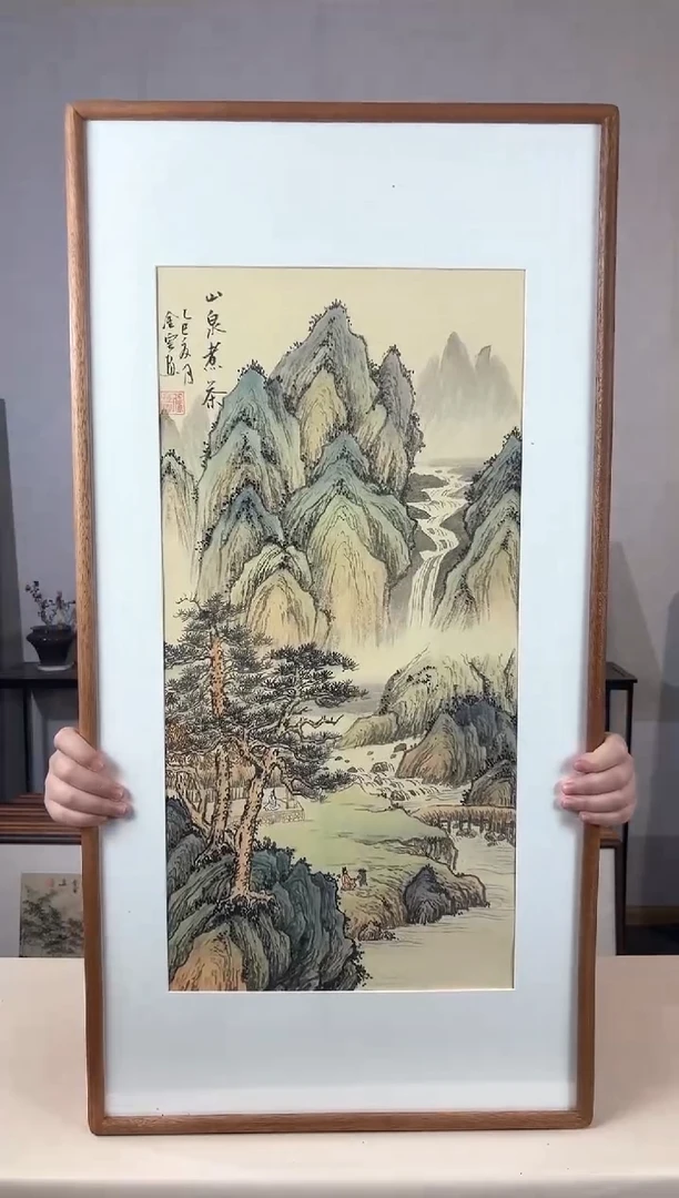 国画手绘*山泉煮茶*47*92cm带框发货
