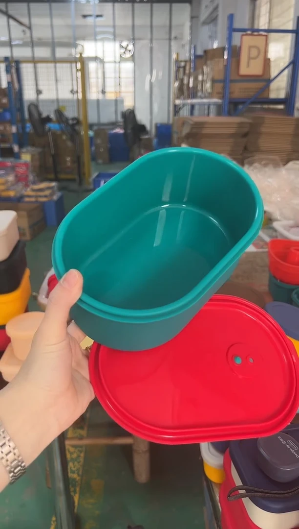 硅胶绿底红盖-椭圆排气盒1500ML