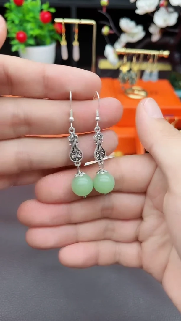 玛瑙/玉髓耳饰银S925镶嵌211000