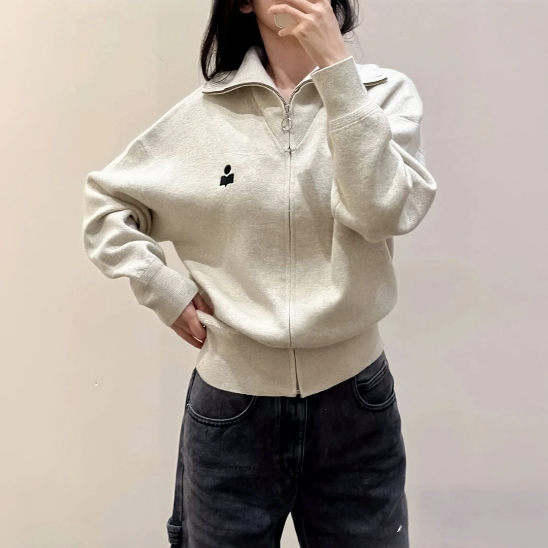 isabel落肩羊毛卫衣立领显瘦短款百搭宽松休闲长袖秋冬上衣