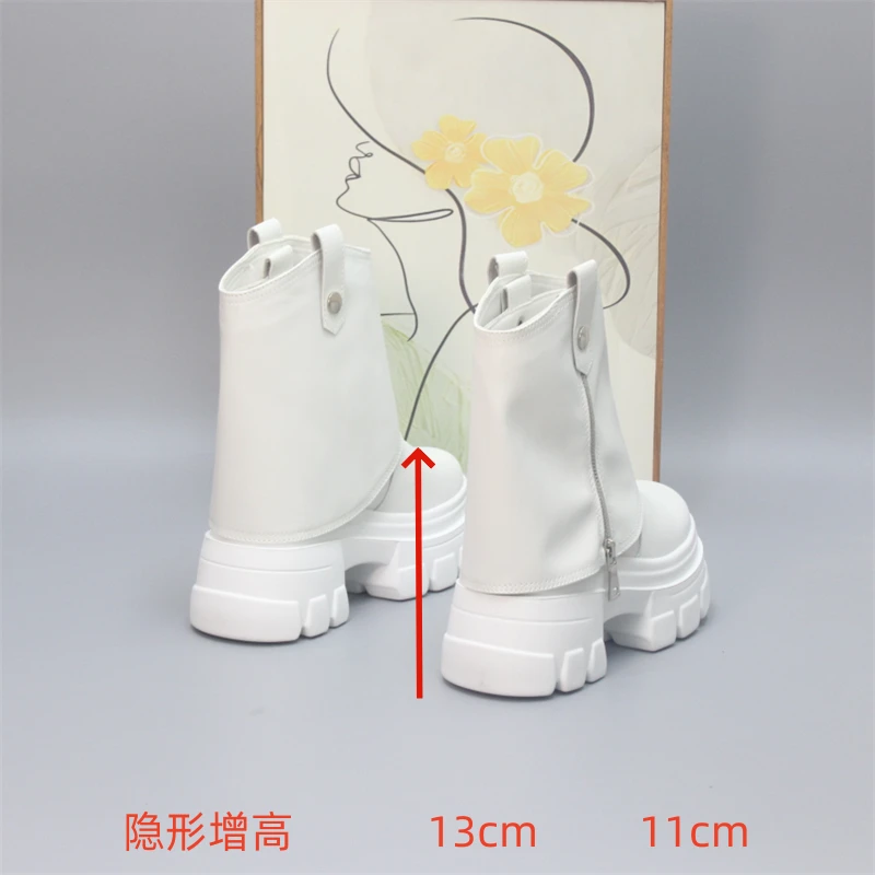 小个子内增高10cm两穿可拆卸裤管靴女厚底轻便10cm百搭显瘦马丁靴