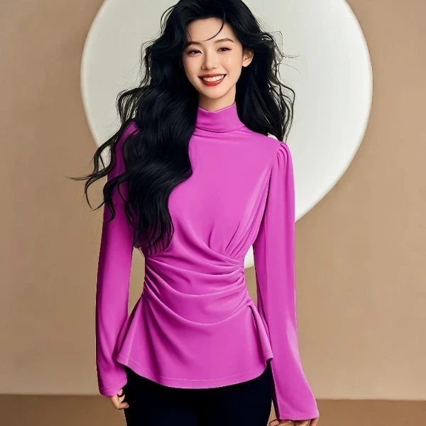 法式超好看小香风内搭衬衫2025早春轻奢高级感玫粉色丝绒上衣女