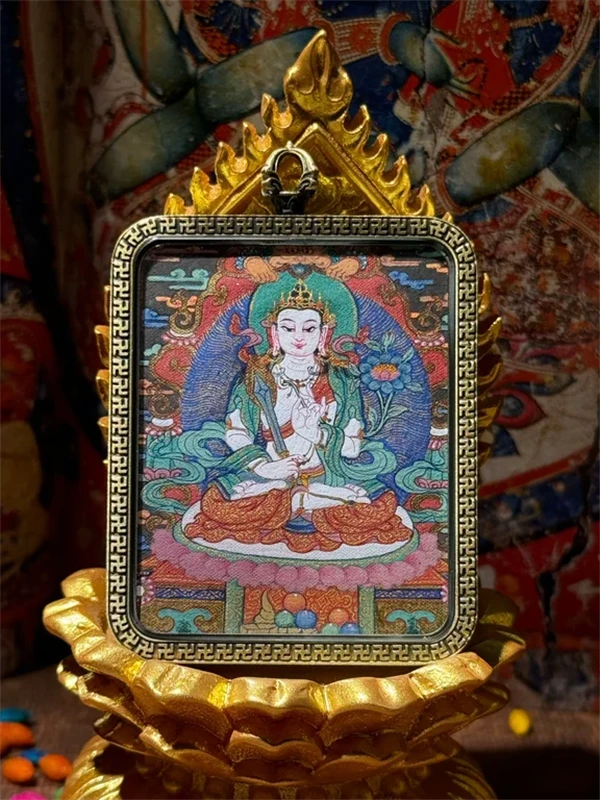 唐卡吊坠真品西藏纯手工【虚空】纯手绘粗矿砂顶级热贡西藏画风唐卡