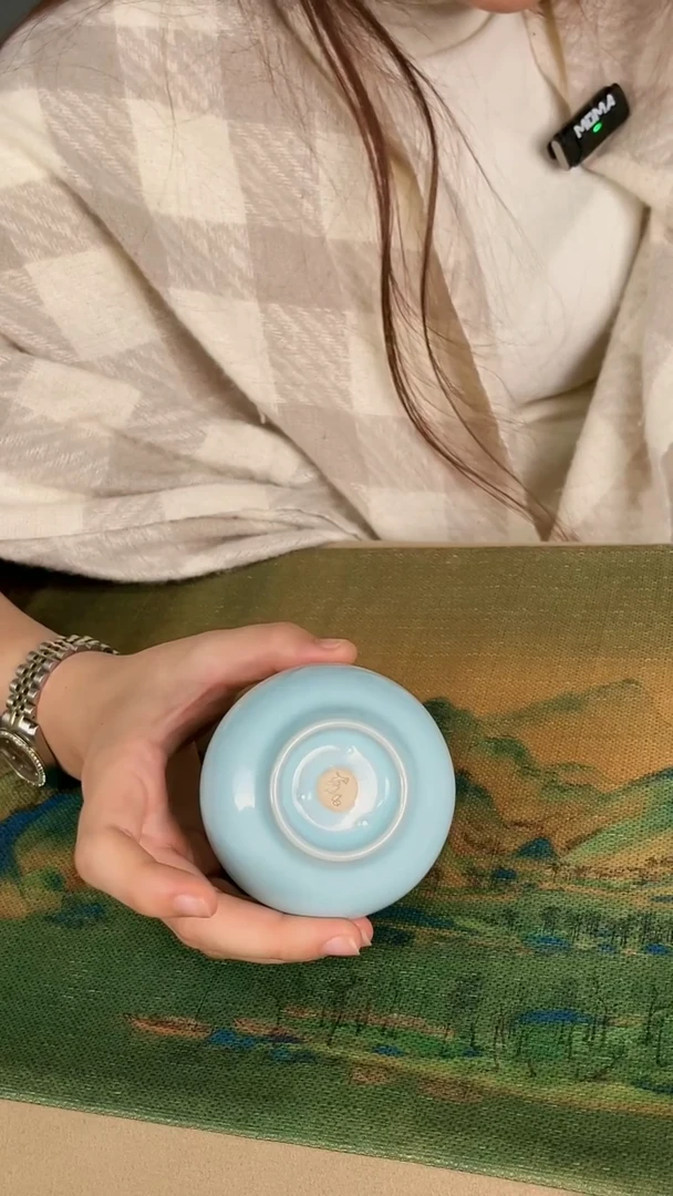 杯子瓷韩红 天青釉 大禅定