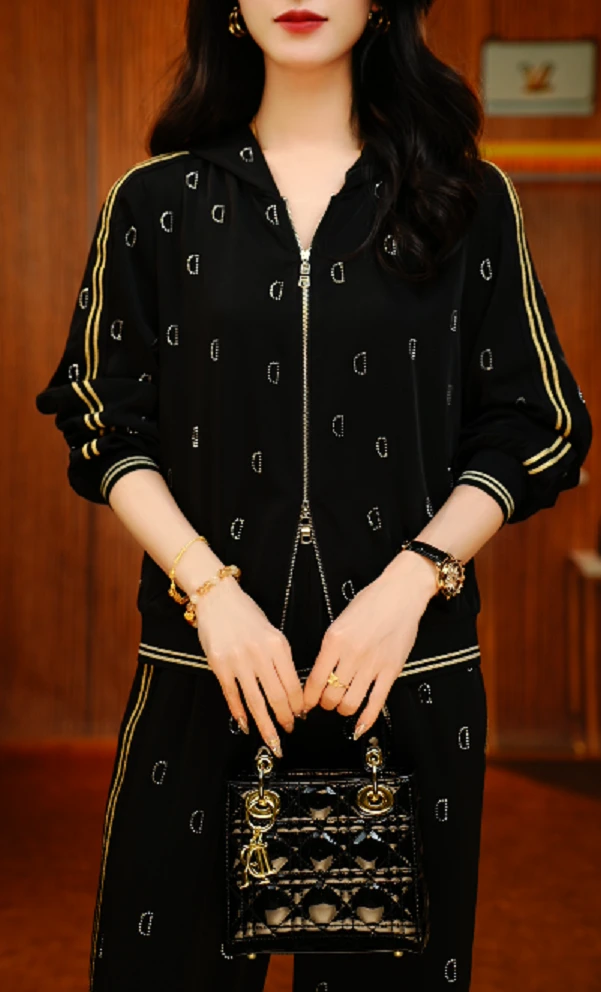 连帽套装-新款2025时尚舒适百搭减龄优雅轻奢气质套装