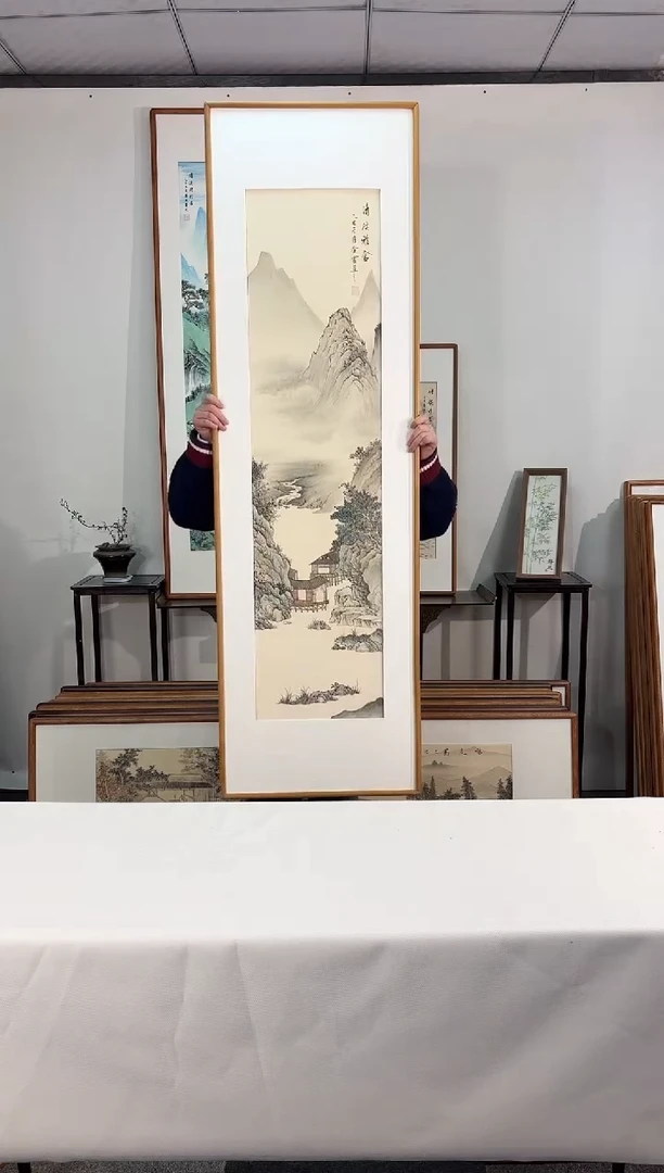 国画手绘*清溪雅舍*52*172cm