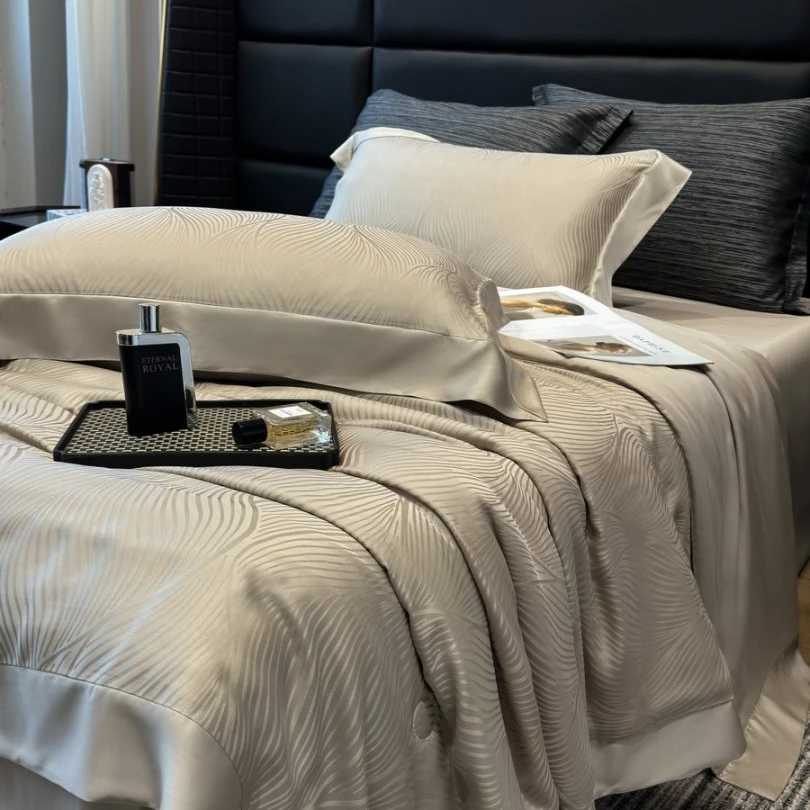 【LANRENMIAO】新款60S兰精天丝提花布拉格床盖夏被舒适四件套