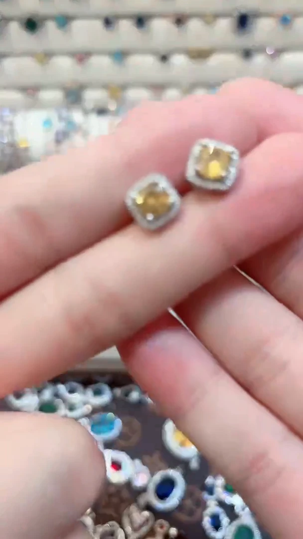 未镶嵌耳饰黄晶黄水晶耳钉