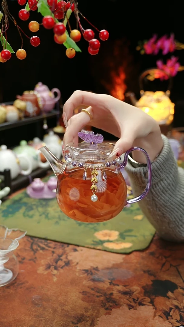 【闪购商品】紫色铃兰花茶壶+链子