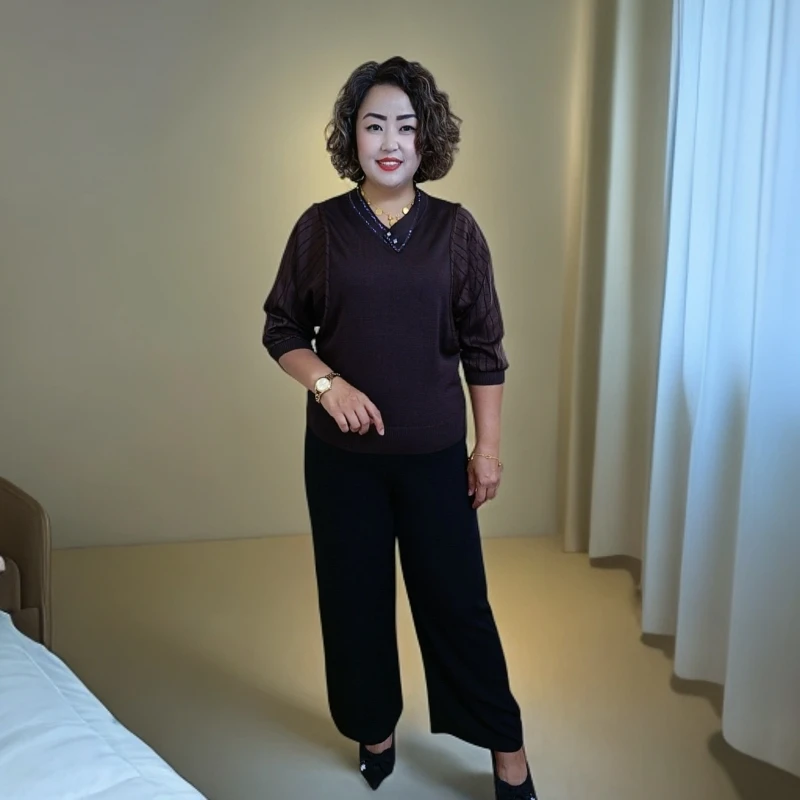 女网红薄款毛针织衫针织春秋时尚纯色镂空显瘦长袖