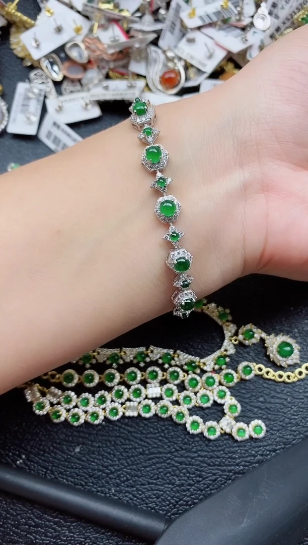 银S925镶嵌戒指翡翠1