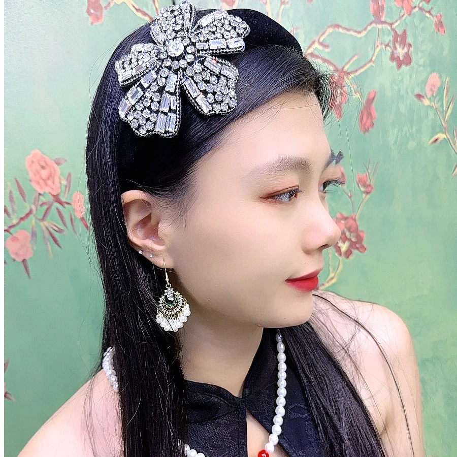 复古韩版水钻发箍百搭女国风高颅顶网红发卡头饰高级感民族风头箍