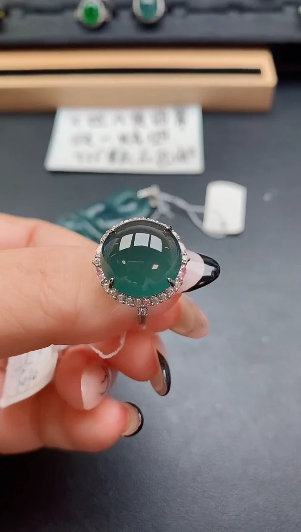 翡翠戒指银S925镶嵌508050