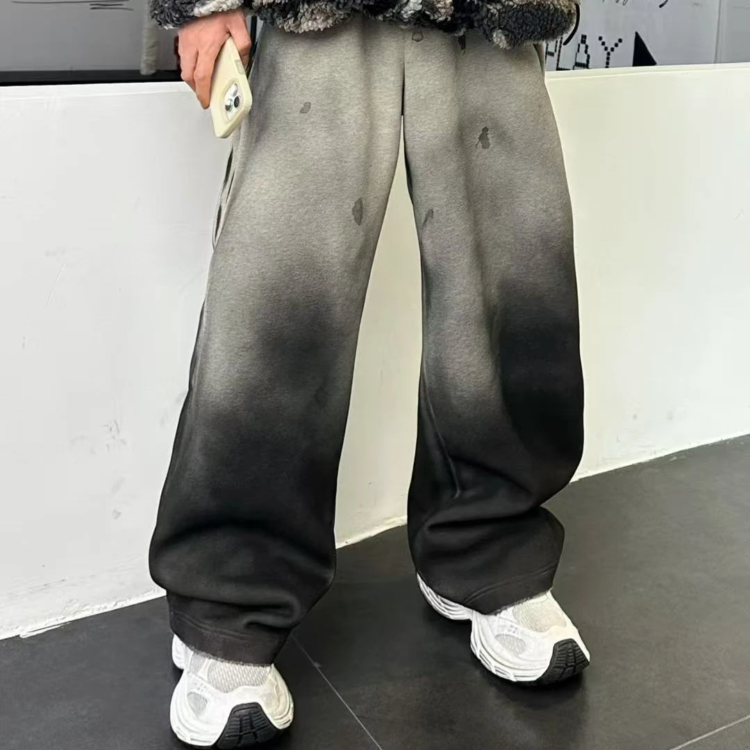 重磅水洗泥染加绒脏脏卫裤