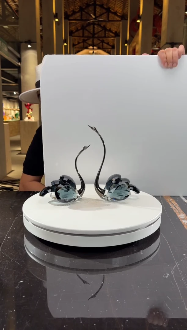 摆件CS0103050墨兰水晶天鹅一对