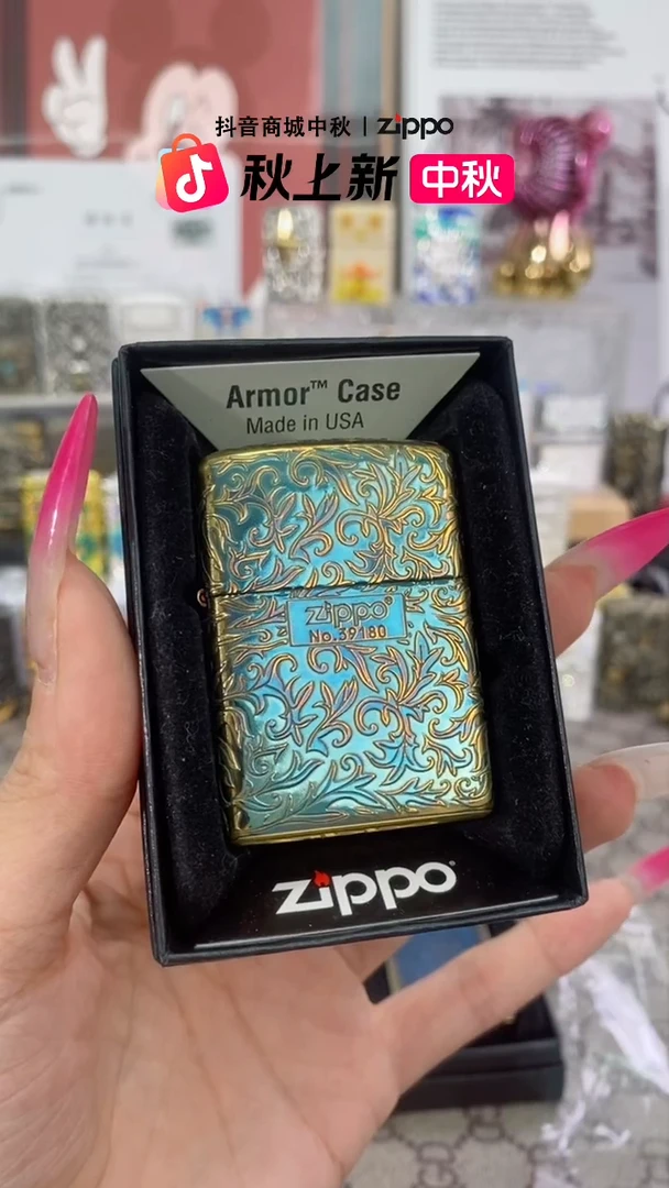 镜面ZIPPO日版烤蓝唐草