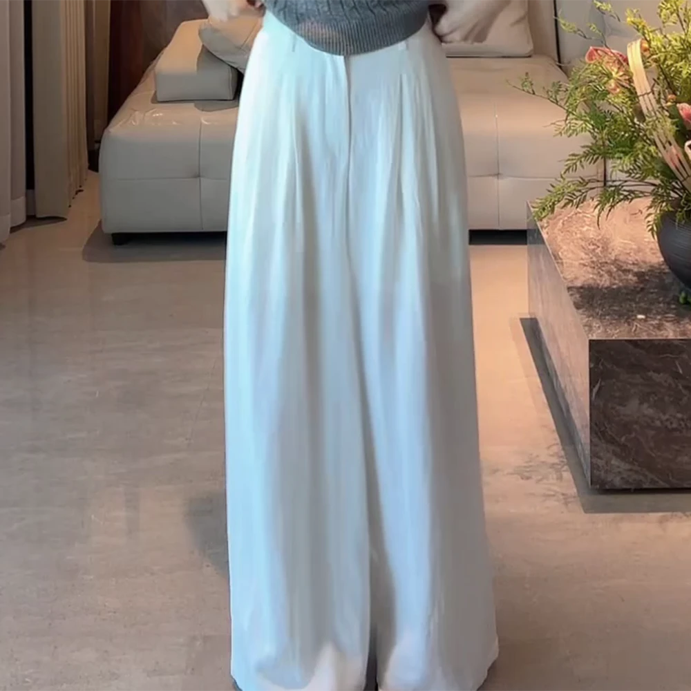 休闲阔腿长裤女2025夏季新款高腰显瘦透气百搭休闲裤