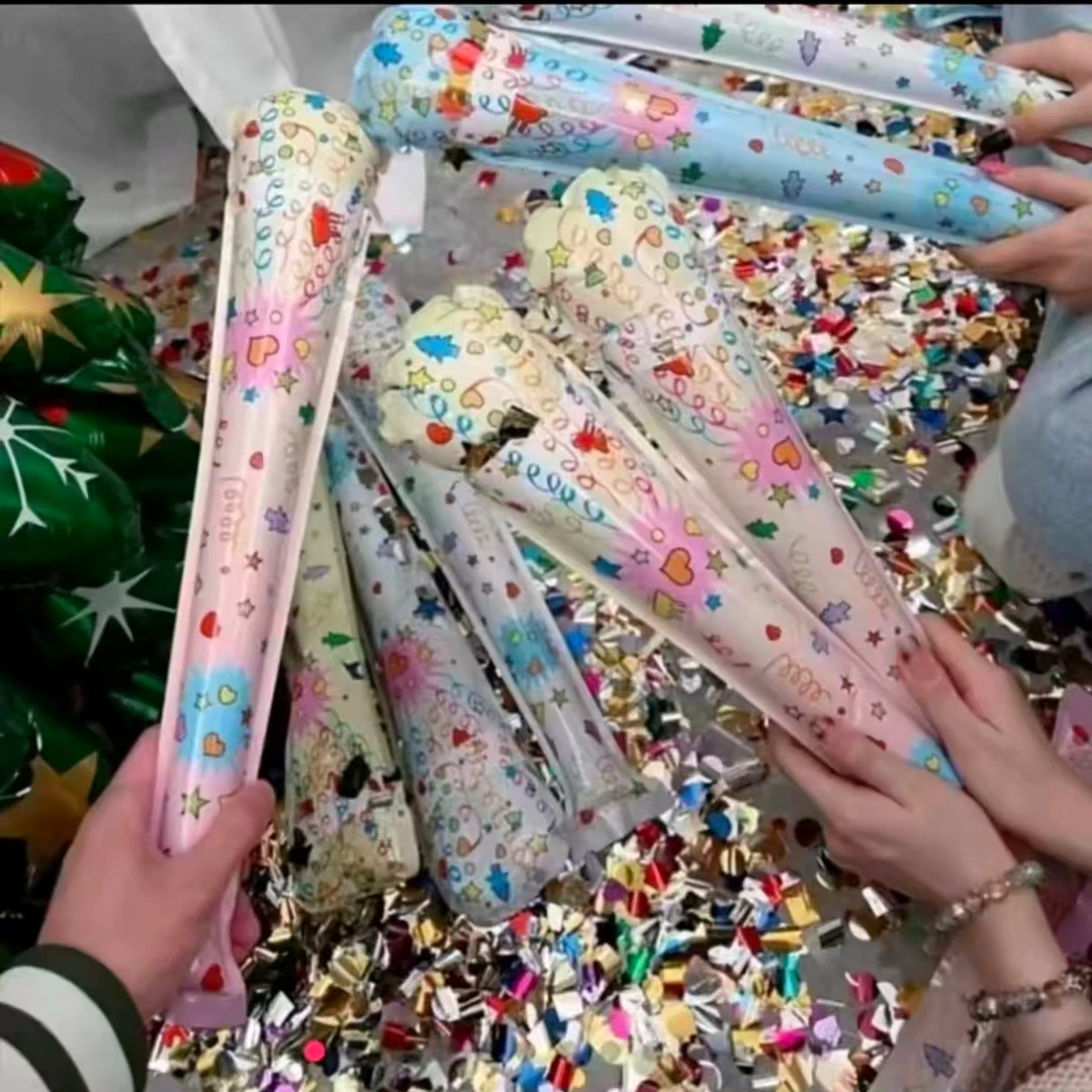 新款手持充气礼花棒节日派对生日结婚跨年氛围枪道具